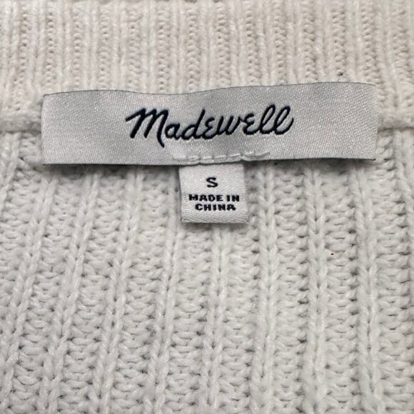 Madewell Nautical Stripe Oversized Pocket Pullover Sweater White Navy, size S - Picture 3 of 8